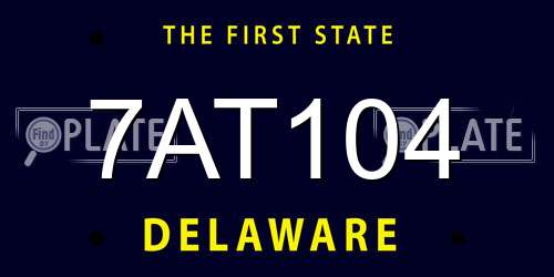 7AT104 Delaware License Plate