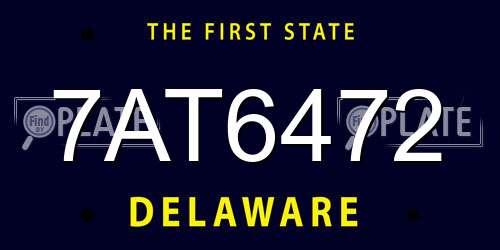 7AT6472 Delaware License Plate
