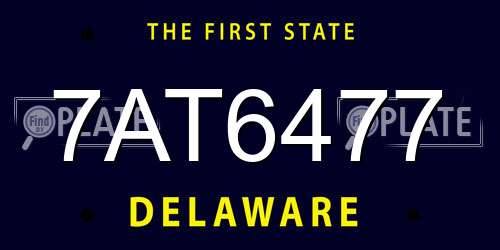 7AT6477 Delaware License Plate
