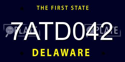 7ATD042 Delaware License Plate