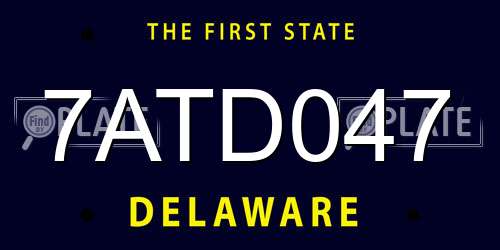 7ATD047 Delaware License Plate