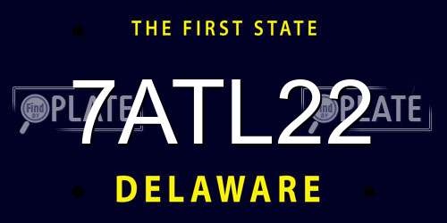 7ATL22 Delaware License Plate