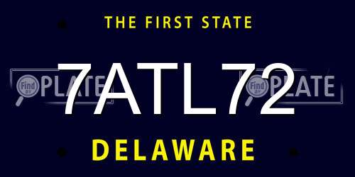 7ATL72 Delaware License Plate