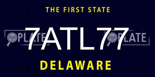 7ATL77 Delaware License Plate