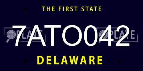 7ATO042 Delaware License Plate