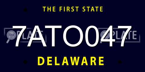7ATO047 Delaware License Plate