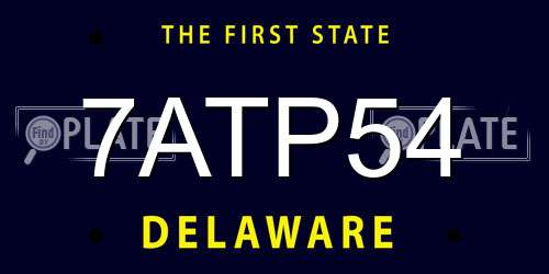 7ATP54 Delaware License Plate