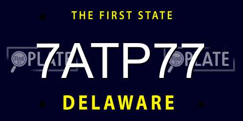 7ATP77 Delaware License Plate