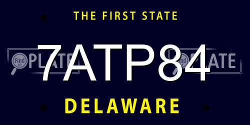 7ATP84 Delaware License Plate