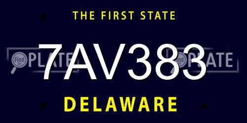7AV383 Delaware License Plate