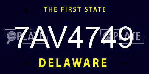7AV4749 Delaware License Plate
