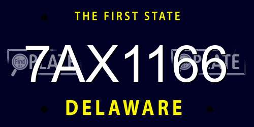 7AX1166 Delaware License Plate