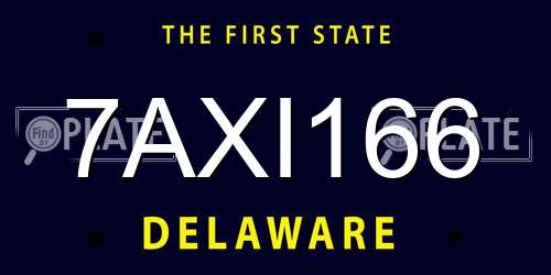 7AXI166 Delaware License Plate