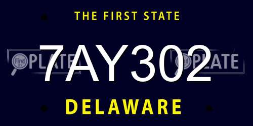 7AY302 Delaware License Plate