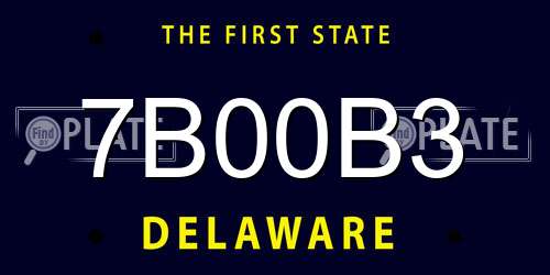 7B00B3 Delaware License Plate