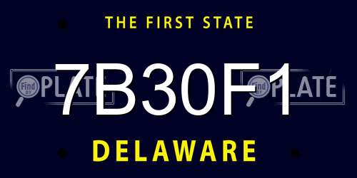 7B30F1 Delaware License Plate