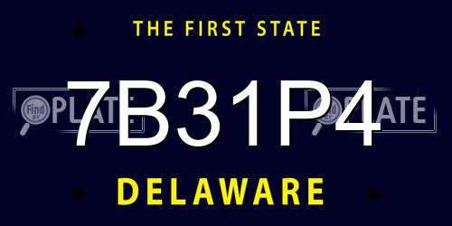 7B31P4 Delaware License Plate