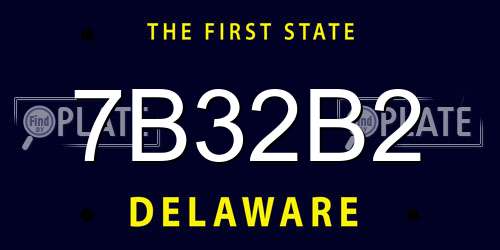 7B32B2 Delaware License Plate