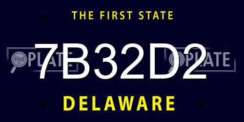 7B32D2 Delaware License Plate