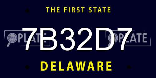 7B32D7 Delaware License Plate