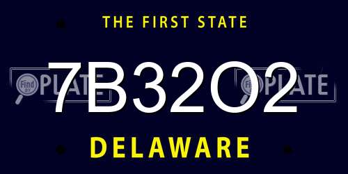 7B32O2 Delaware License Plate