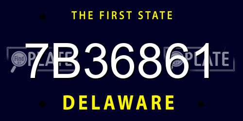 7B36861 Delaware License Plate
