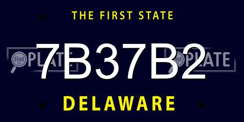 7B37B2 Delaware License Plate