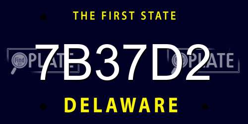 7B37D2 Delaware License Plate