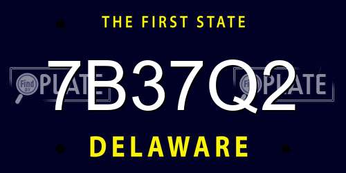 7B37Q2 Delaware License Plate