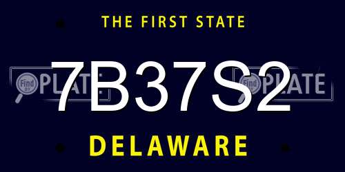 7B37S2 Delaware License Plate
