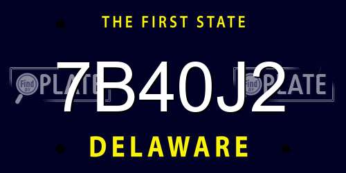7B40J2 Delaware License Plate