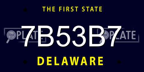 7B53B7 Delaware License Plate
