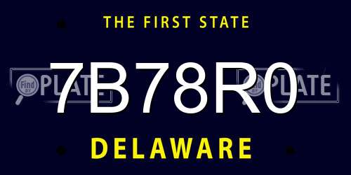 7B78R0 Delaware License Plate