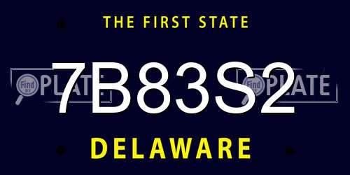 7B83S2 Delaware License Plate