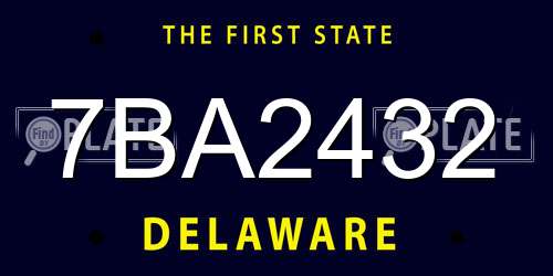 7BA2432 Delaware License Plate