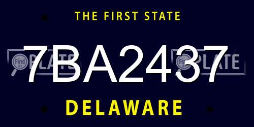7BA2437 Delaware License Plate