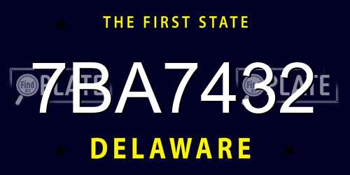 7BA7432 Delaware License Plate