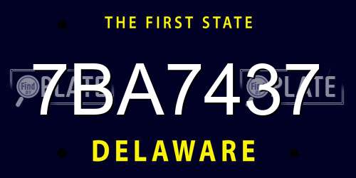 7BA7437 Delaware License Plate