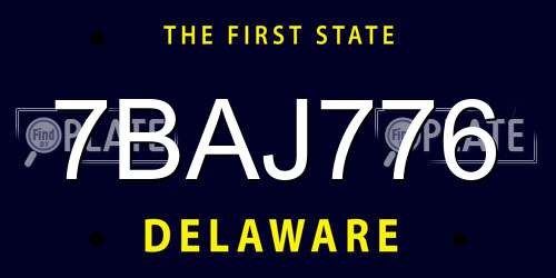 7BAJ776 Delaware License Plate