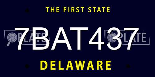 7BAT437 Delaware License Plate