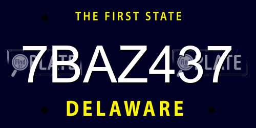 7BAZ437 Delaware License Plate