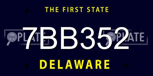 7BB352 Delaware License Plate