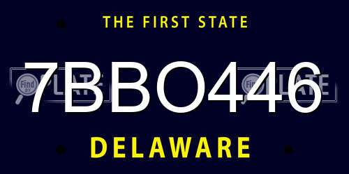 7BBO446 Delaware License Plate