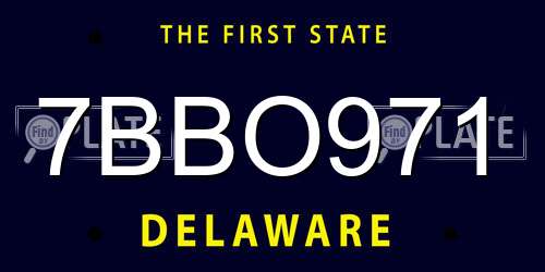 7BBO971 Delaware License Plate