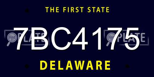 7BC4175 Delaware License Plate