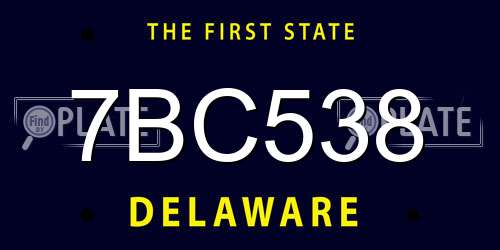 7BC538 Delaware License Plate