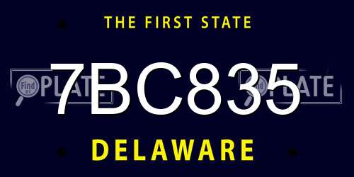 7BC835 Delaware License Plate