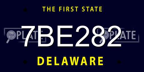 7BE282 Delaware License Plate