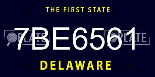 7BE6561 Delaware License Plate
