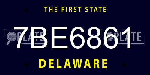 7BE6861 Delaware License Plate
